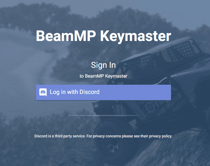 BeamMP Keymaster, where you create the Auth Key for a BeamMP server